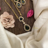 Vriksham Premium Tear Drop Dual pendant Chain-Green-G16344